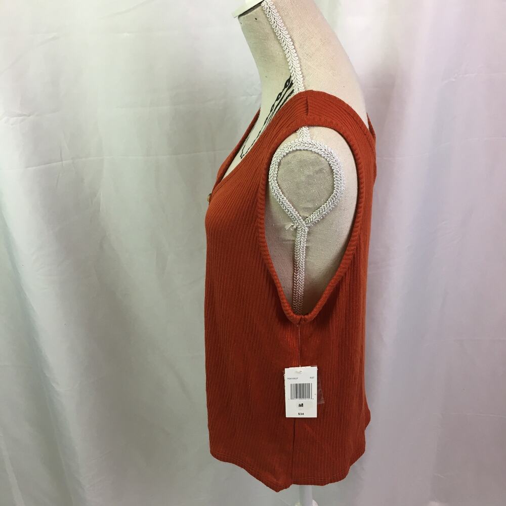 Pink Republic Ribbed Button Down Tank Rust Medium - Picture 7 of 15
